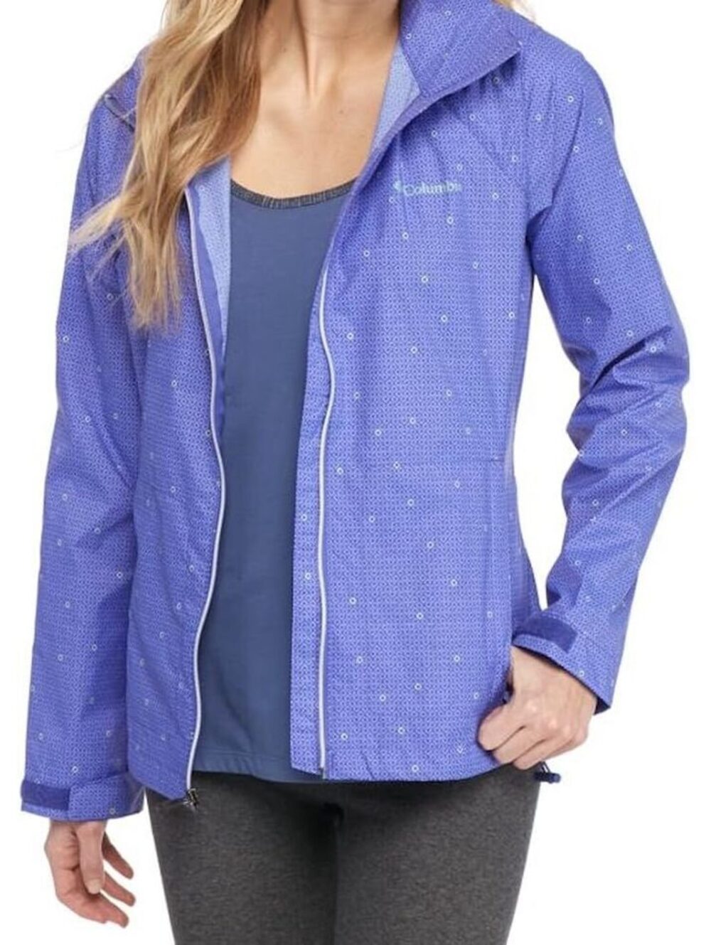 Columbia Purpose Switchback Printed Rain Jacket Purple Lotus Hooded Women's L